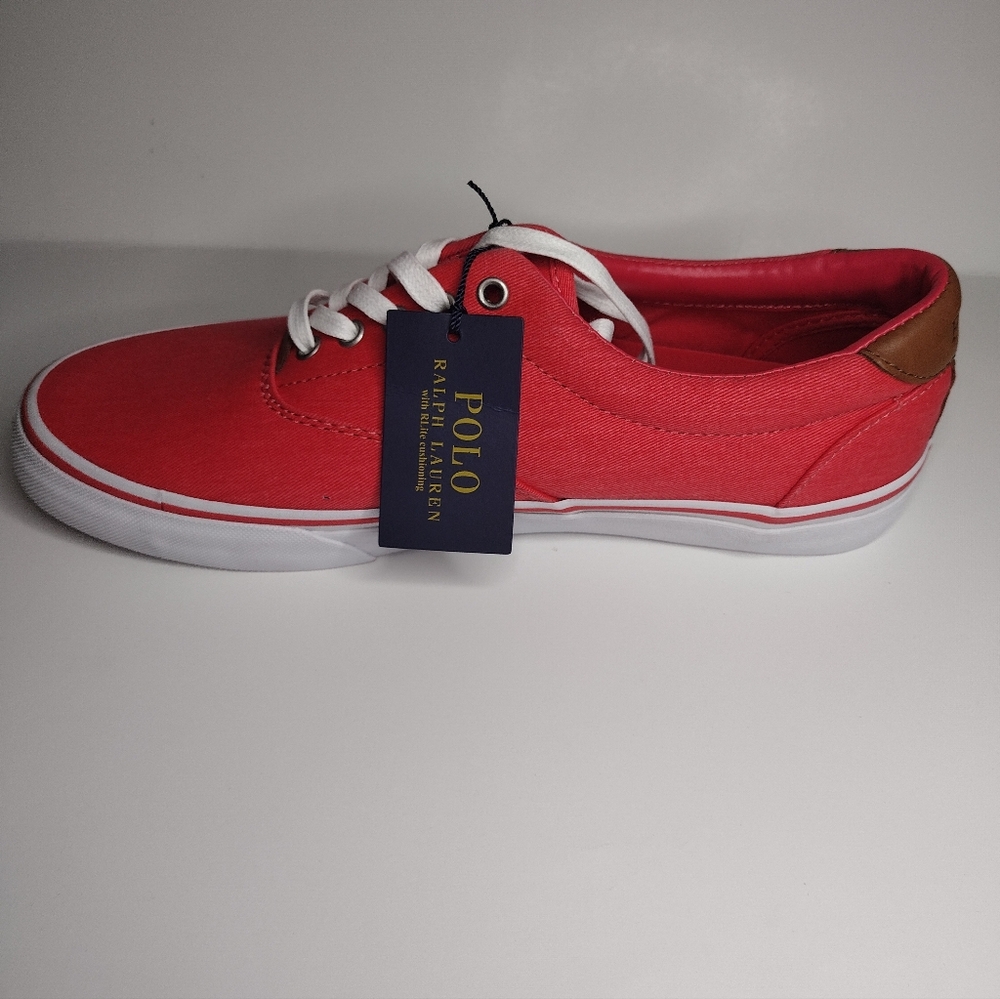 RALPH LAUREN POLO Red Coral Comfort Memory Foam Canvas Fabric Shoes - Picture 5 of 8